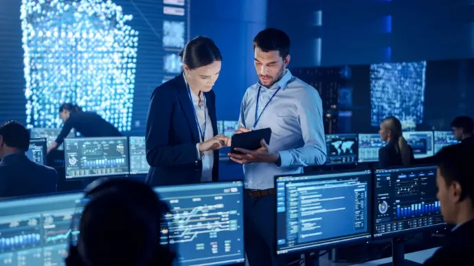 IT professionals reviewing business systems